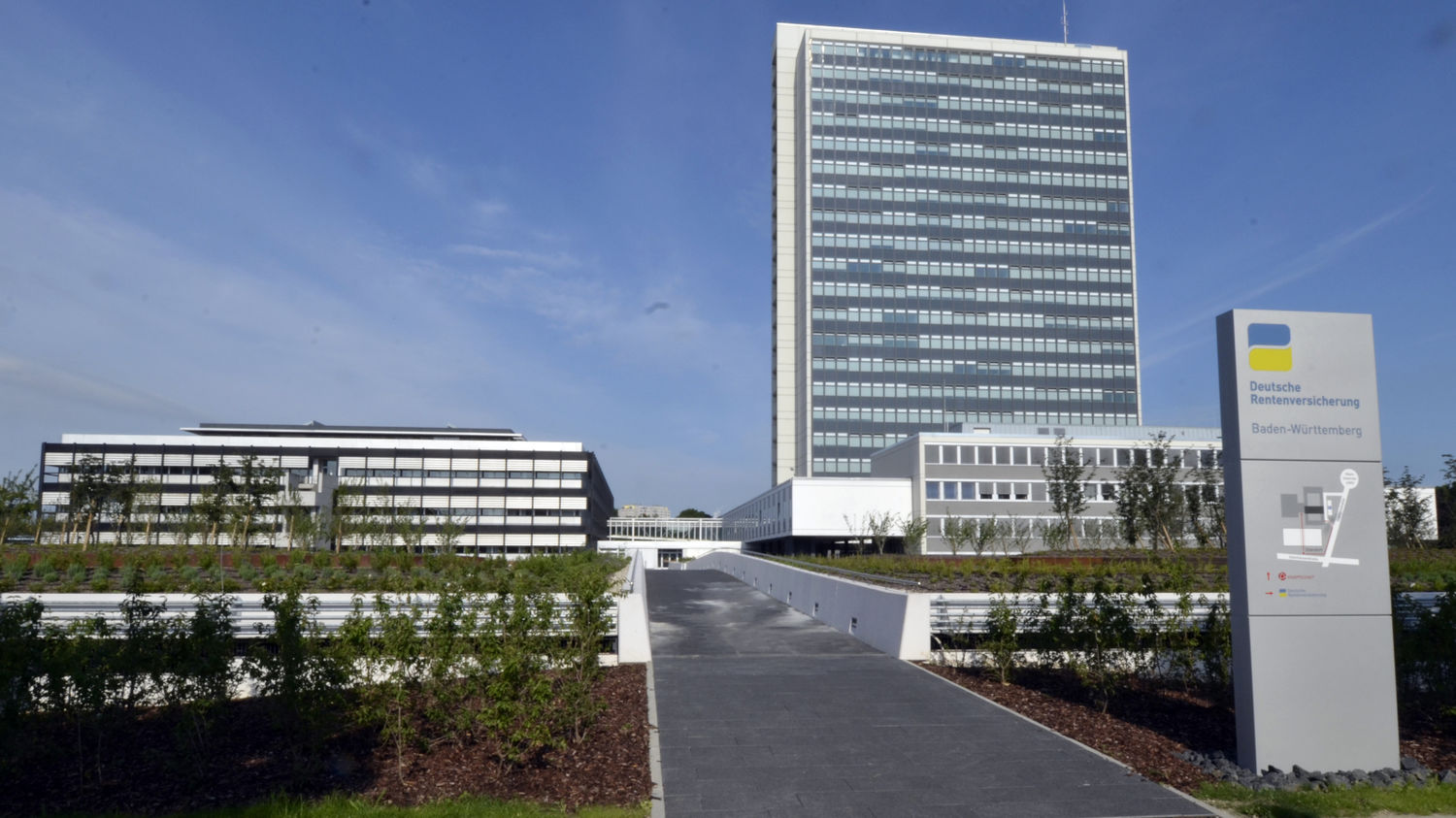 Deutsche Rentenversicherung in Baden-Württemberg Façade of the German pension insurance building in Baden-Württemberg