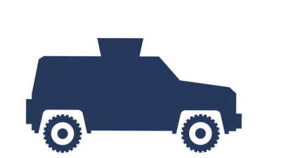 Silhouette eine militärischen Einsatzfahrzeugs
