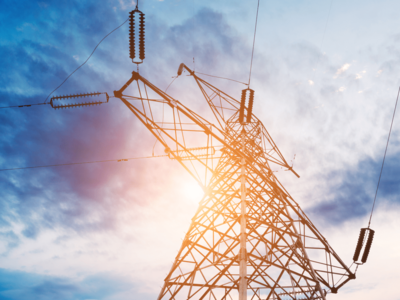 A power pylon in the sunset