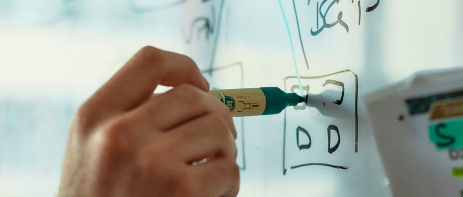 Hand writing on whiteboard
