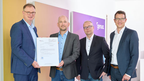 Presentation of the German classification level "RESTRICTED" approval certificate at the genua headquarters