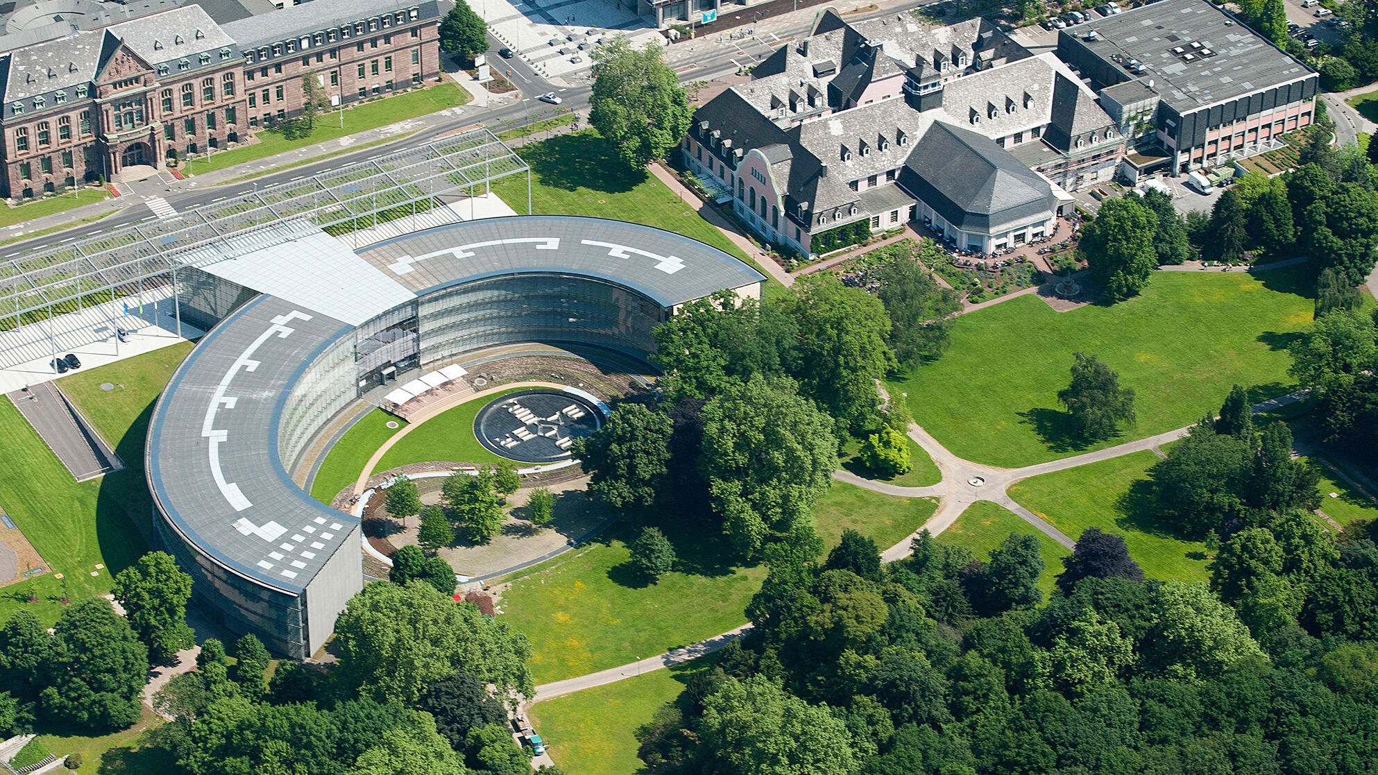 Aerial view of Bayer group headquarters in Leverkusen