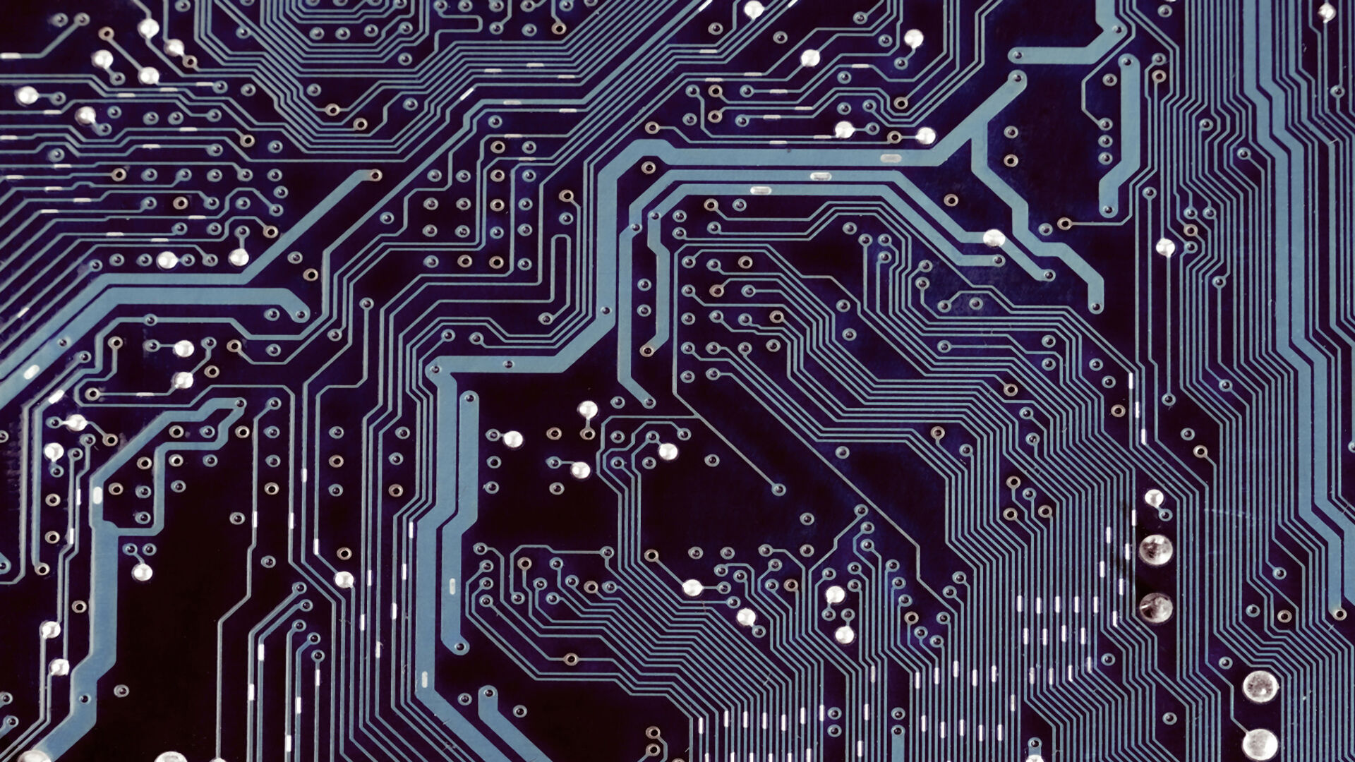 The underside of a printed circuit board